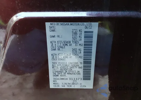 2013 Infiniti Jx35 from USA, damaged, VIN 5N1AL0MM1DC313373